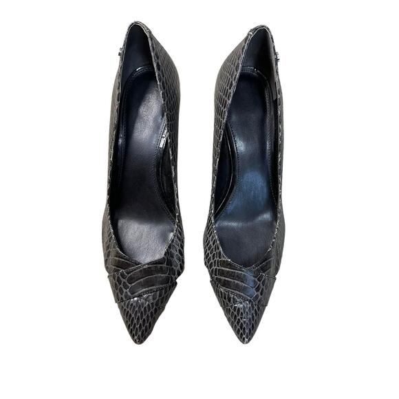 Calvin Klein Size Tasha Women's Black Snakeskin Pointed Toe Pump Heels 8.5 - Picture 5 of 10